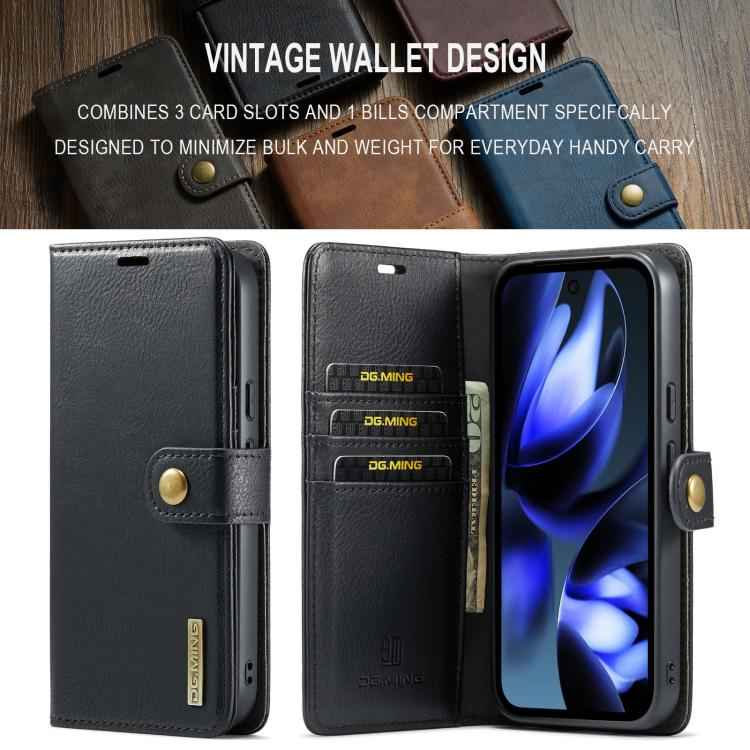 DG.MING Crazy Horse Texture Detachable Magnetic Leather Phone Case, For Google Pixel 9a, For Google Pixel 8A, For Google Pixel 8 Pro, For Google Pixel 8