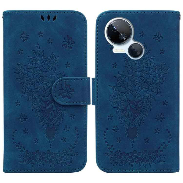 Butterfly Rose Embossed Leather Phone Case, For Tecno Camon 20 Pro 4G, For Tecno Pova 5, For Tecno Spark 10 5G, For Tecno Spark 10 Pro