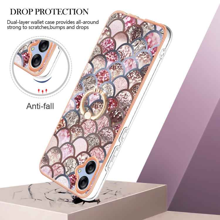 For Samsung Galaxy A04e Electroplating IMD TPU Phone Case with Ring(Pink Scales)