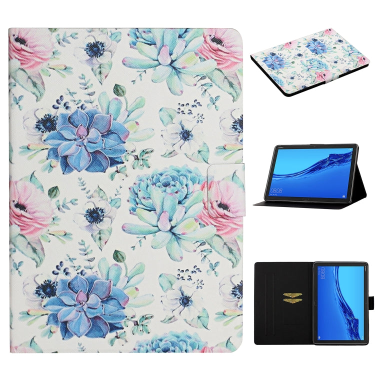 Flower Pattern Horizontal Flip Leather Case with Card Slots & Holder