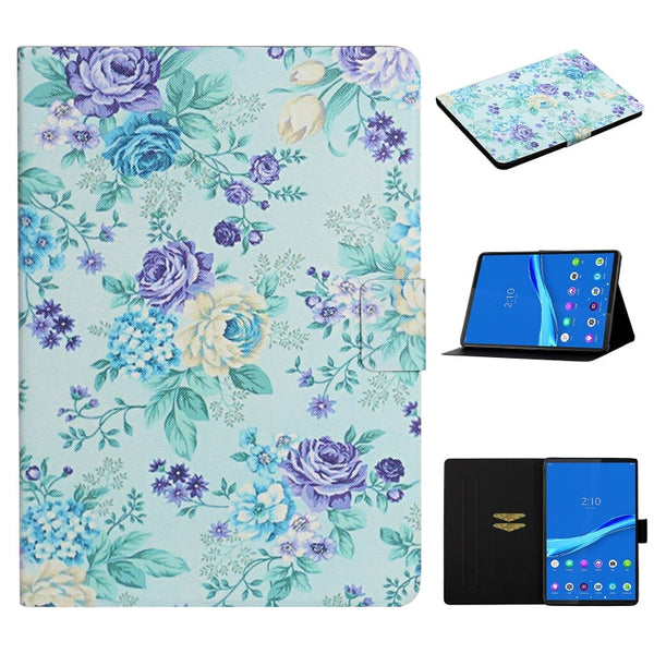 Flower Pattern Horizontal Flip Leather Case with Card Slots & Holder