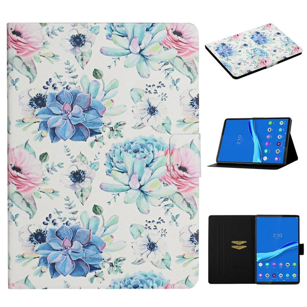 Flower Pattern Horizontal Flip Leather Case with Card Slots & Holder