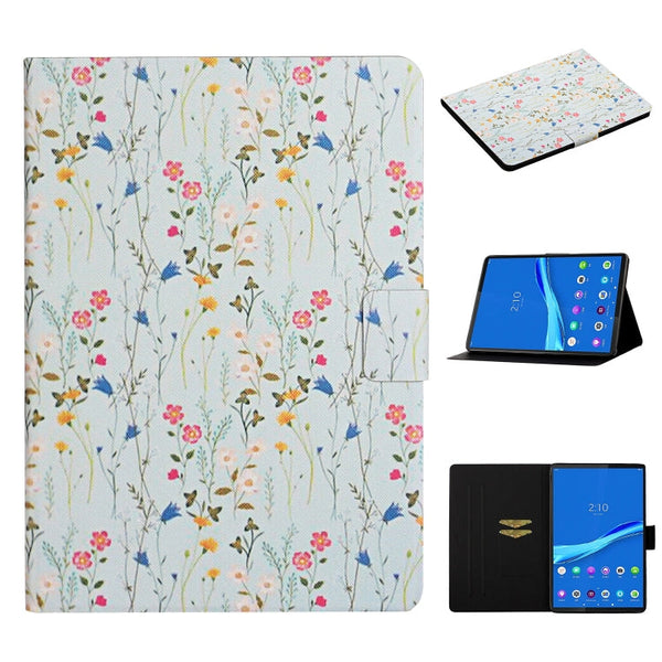 Flower Pattern Horizontal Flip Leather Case with Card Slots & Holder