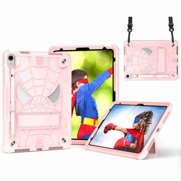 Spider Texture Silicone Hybrid PC Tablet Case with Shoulder Strap, For iPad 10th Gen 10.9 2022, For iPad Pro 11 2021 / Air 5 10.9