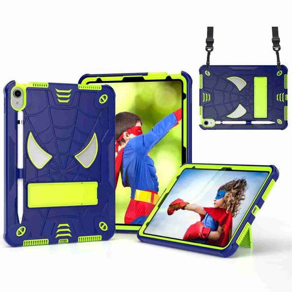 Spider Texture Silicone Hybrid PC Tablet Case with Shoulder Strap, For iPad 10th Gen 10.9 2022, For iPad Pro 11 2021 / Air 5 10.9