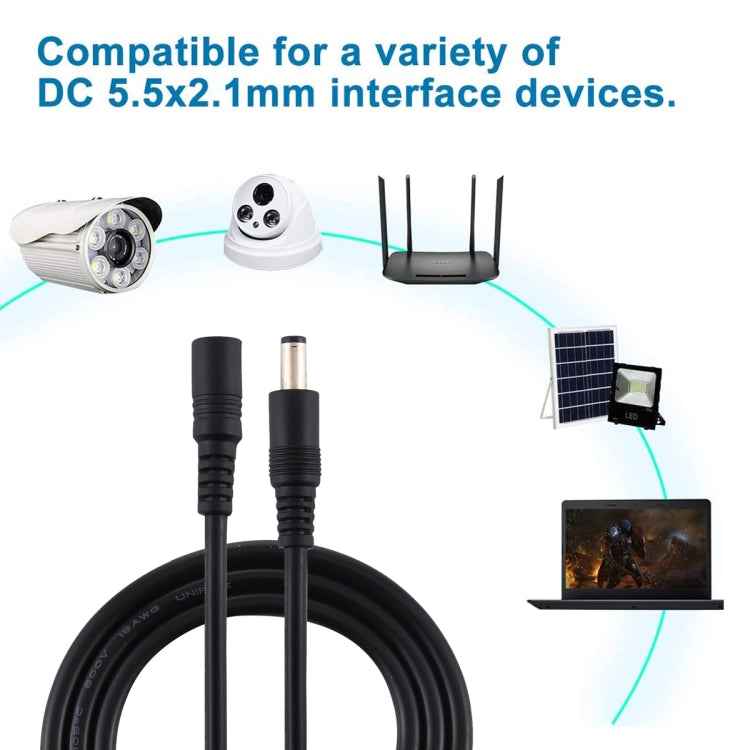 8A 5.5 x 2.1mm Female to Male DC Power Extension Cable,  Length:3m(Black)