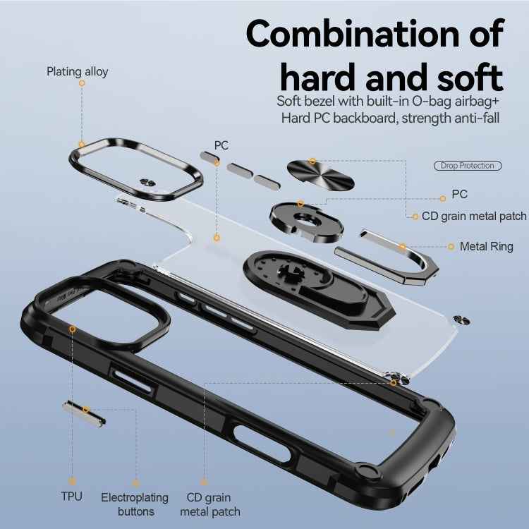 TPU + PC Lens Protection Phone Case with Ring Holder, For iPhone 16 Pro Max, For iPhone 16 Pro, For iPhone 16 Plus, For iPhone 16