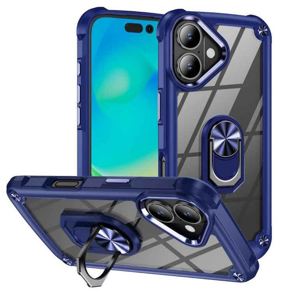 TPU + PC Lens Protection Phone Case with Ring Holder, For iPhone 16 Pro Max, For iPhone 16 Pro, For iPhone 16 Plus, For iPhone 16