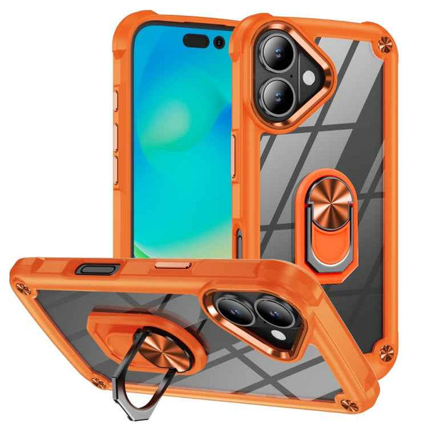 TPU + PC Lens Protection Phone Case with Ring Holder, For iPhone 16 Pro Max, For iPhone 16 Pro, For iPhone 16 Plus, For iPhone 16
