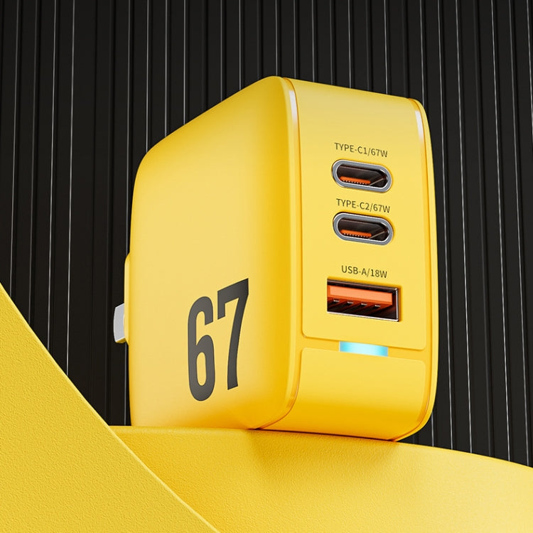 WK WP-U141 67W USB+Double USB-C / Type-C GaN Charger, CN Plug, US Plug, EU Plug, UK Plug