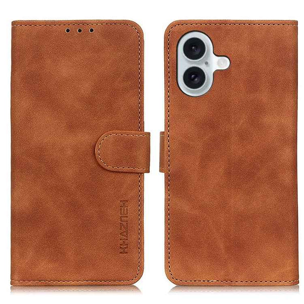 KHAZNEH Retro Texture Leather Phone Case, For iPhone 16 Pro, For iPhone 16 Plus, For iPhone 16, For iPhone 15 Pro Max, For iPhone 15 Pro, For iPhone 15 Plus