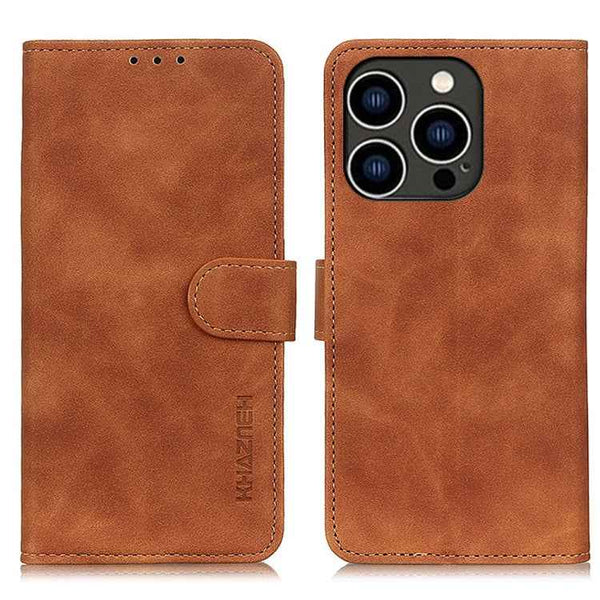 KHAZNEH Retro Texture Leather Phone Case, For iPhone 16 Pro, For iPhone 16 Plus, For iPhone 16, For iPhone 15 Pro Max, For iPhone 15 Pro, For iPhone 15 Plus