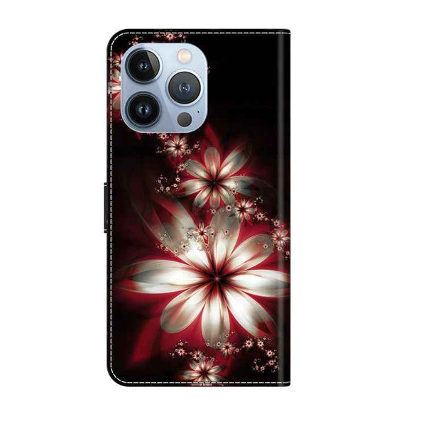 For iPhone 15 Pro Max Crystal 3D Shockproof Protective Leather Phone Case(Fantastic Flower)