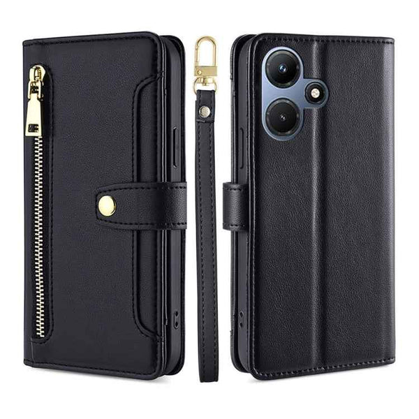 Sheep Texture Cross-body Zipper Wallet Leather Phone Case, For Infinix Hot 30i 4G