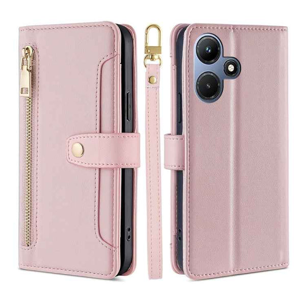 Sheep Texture Cross-body Zipper Wallet Leather Phone Case, For Infinix Hot 30i 4G