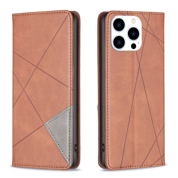 Rhombus Texture Magnetic Leather Phone Case