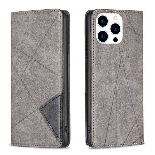 Rhombus Texture Magnetic Leather Phone Case