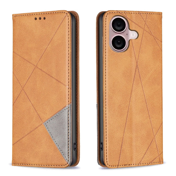 Rhombus Texture Magnetic Leather Phone Case