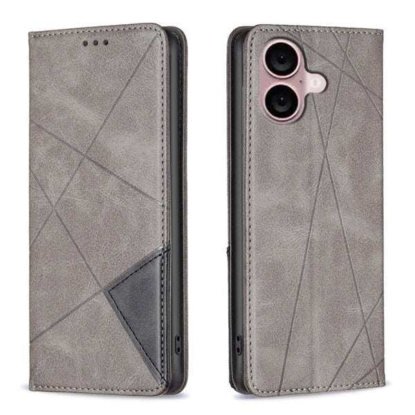 Rhombus Texture Magnetic Leather Phone Case