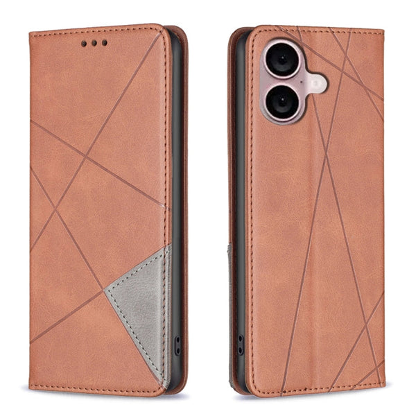 Rhombus Texture Magnetic Leather Phone Case