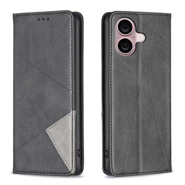 Rhombus Texture Magnetic Leather Phone Case