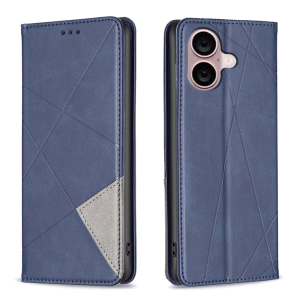 Rhombus Texture Magnetic Leather Phone Case