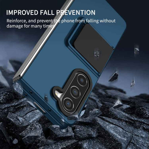 For Samsung Galaxy Z Fold5 Three-dimensional Folding Holder PC Phone Case(Blue)