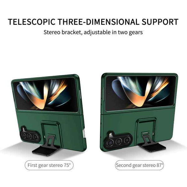 For Samsung Galaxy Z Fold5 Three-dimensional Folding Holder PC Phone Case(Green)