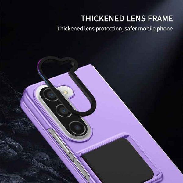 For Samsung Galaxy Z Fold5 Three-dimensional Folding Holder PC Phone Case(Purple)