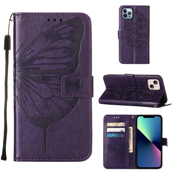 Embossed Butterfly Leather Phone Case