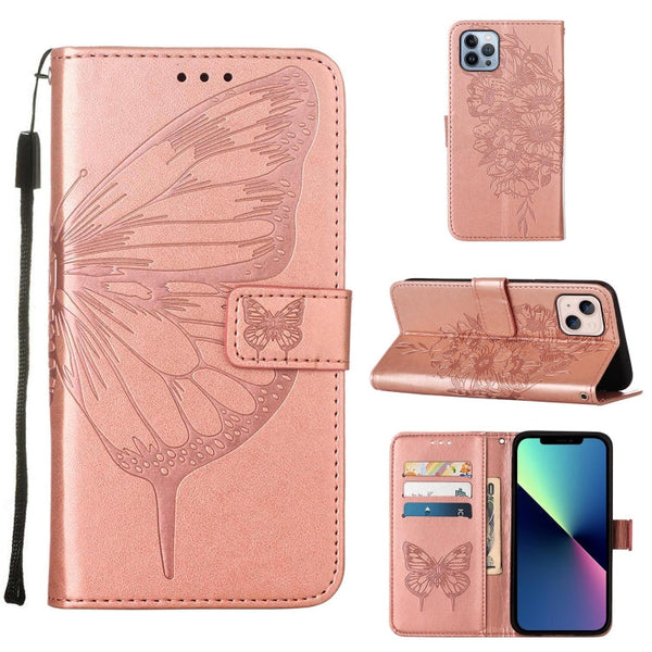 Embossed Butterfly Leather Phone Case