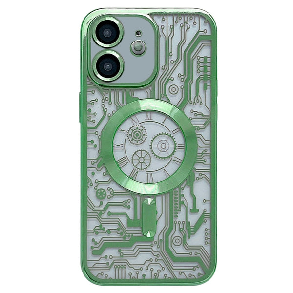 Electroplated Circuit Board Pattern MagSafe Phone Case, For iPhone 13, For iPhone 12, For iPhone 12 Pro Max