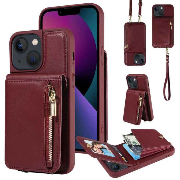 Crossbody Lanyard Zipper Wallet Leather Phone Case, For iPhone SE 2022/ 7 / 8, For iPhone 13 Pro Max, For iPhone 13 Pro, For iPhone 13