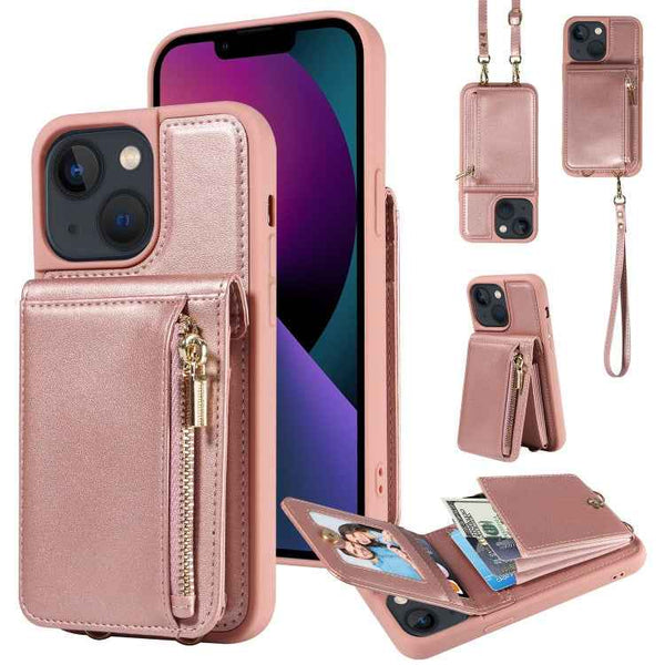 Crossbody Lanyard Zipper Wallet Leather Phone Case, For iPhone SE 2022/ 7 / 8, For iPhone 13 Pro Max, For iPhone 13 Pro, For iPhone 13