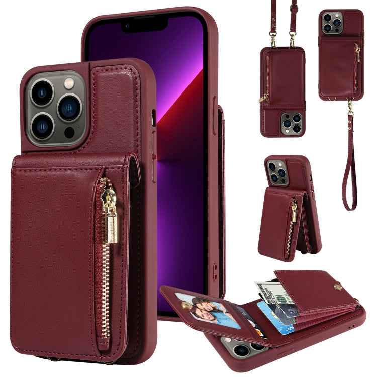 Crossbody Lanyard Zipper Wallet Leather Phone Case, For iPhone SE 2022/ 7 / 8, For iPhone 13 Pro Max, For iPhone 13 Pro, For iPhone 13