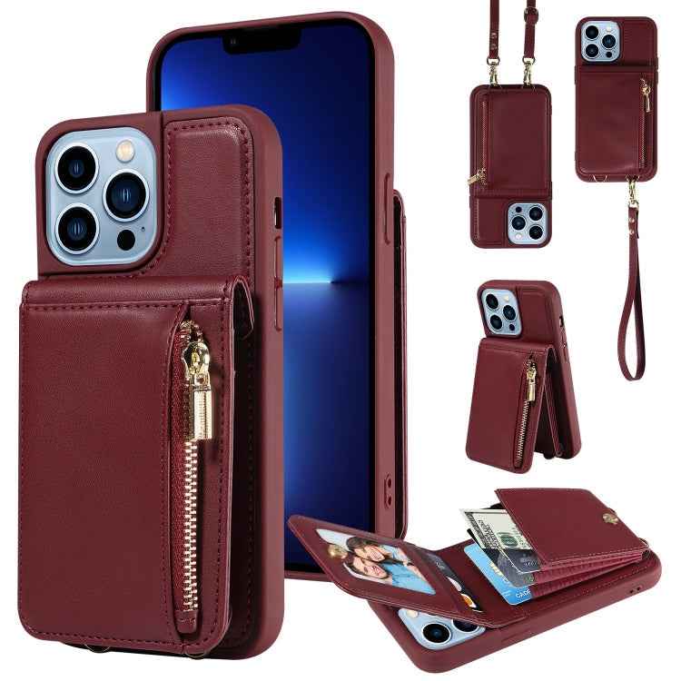 Crossbody Lanyard Zipper Wallet Leather Phone Case, For iPhone SE 2022/ 7 / 8, For iPhone 13 Pro Max, For iPhone 13 Pro, For iPhone 13