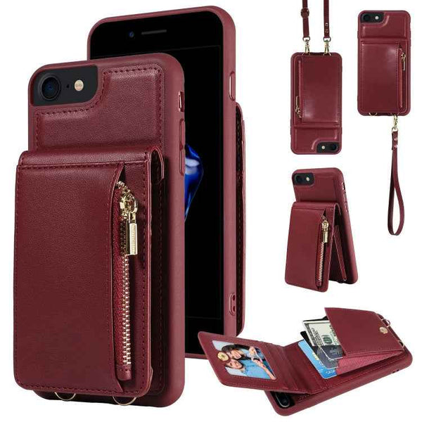 Crossbody Lanyard Zipper Wallet Leather Phone Case, For iPhone SE 2022/ 7 / 8, For iPhone 13 Pro Max, For iPhone 13 Pro, For iPhone 13