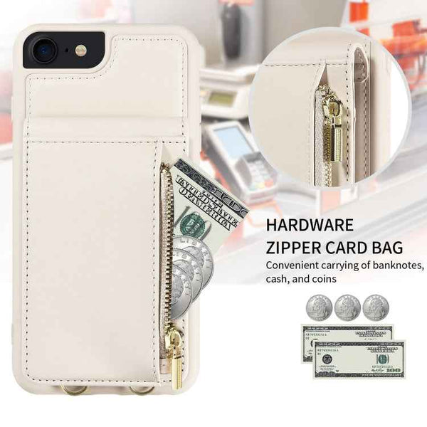Crossbody Lanyard Zipper Wallet Leather Phone Case, For iPhone SE 2022/ 7 / 8, For iPhone 13 Pro Max, For iPhone 13 Pro, For iPhone 13