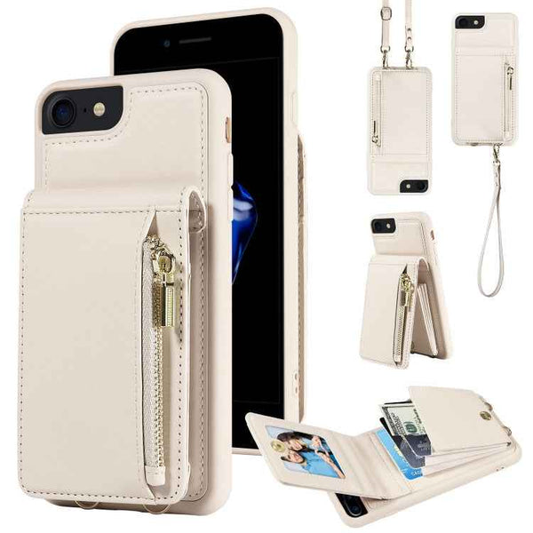 Crossbody Lanyard Zipper Wallet Leather Phone Case, For iPhone SE 2022/ 7 / 8, For iPhone 13 Pro Max, For iPhone 13 Pro, For iPhone 13