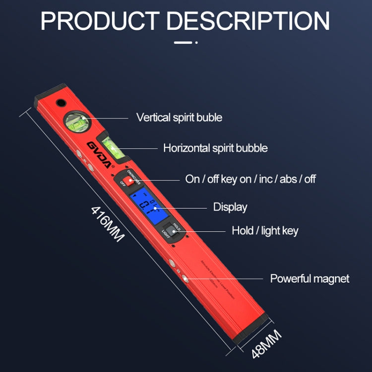 GVDA GD-H400M Digital Level 360 Measure Protractor Level Ruler