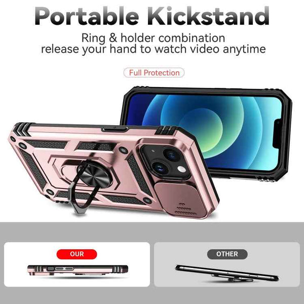For iPhone 15 Sliding Camshield Holder Phone Case(Rose Gold)