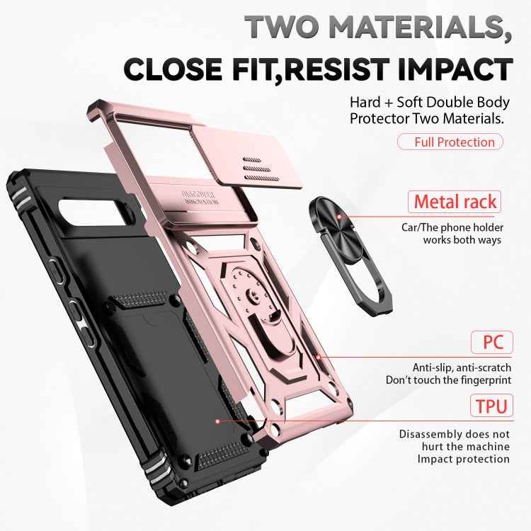 For Google Pixel 7a Sliding Camshield Holder Phone Case(Rose Gold)