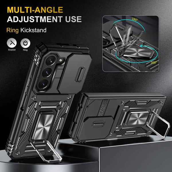 For Samsung Galaxy Z Fold5 5G Armor PC + TPU Camera Shield Phone Case(Black)