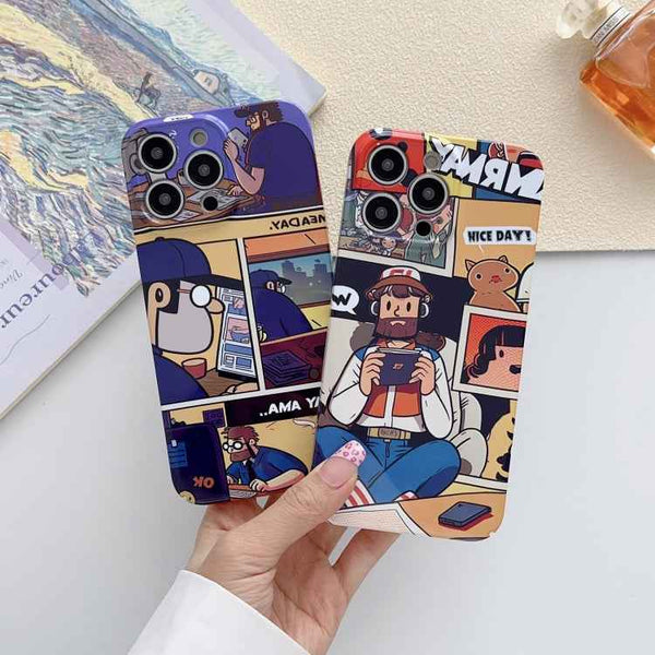For iPhone 14 Plus Painted Pattern Precise Hole PC Phone Case(Purple Astronaut)