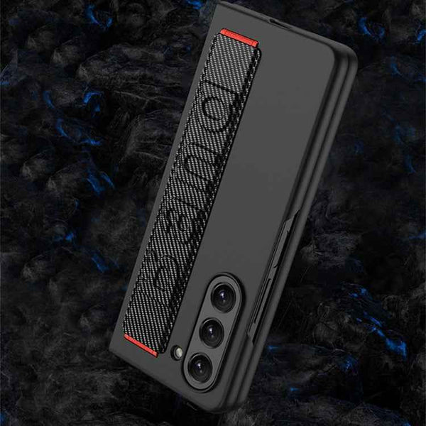 For Samsung Galaxy Z Fold5 5G GKK Ultra-thin Wristband Shockproof Phone Case with Holder(Black)