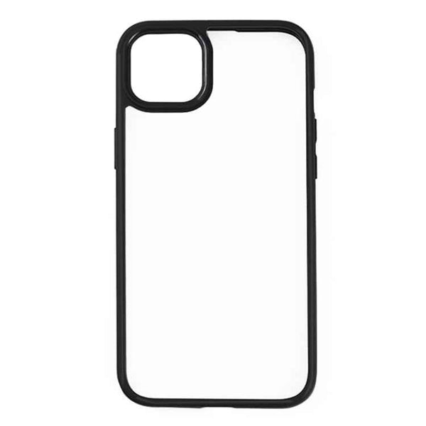 For iPhone 15 Frosted TPU  Transparent PC Phone Case(Black)