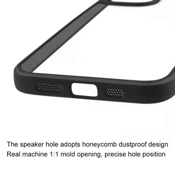 For iPhone 15 Frosted TPU  Transparent PC Phone Case(Black)