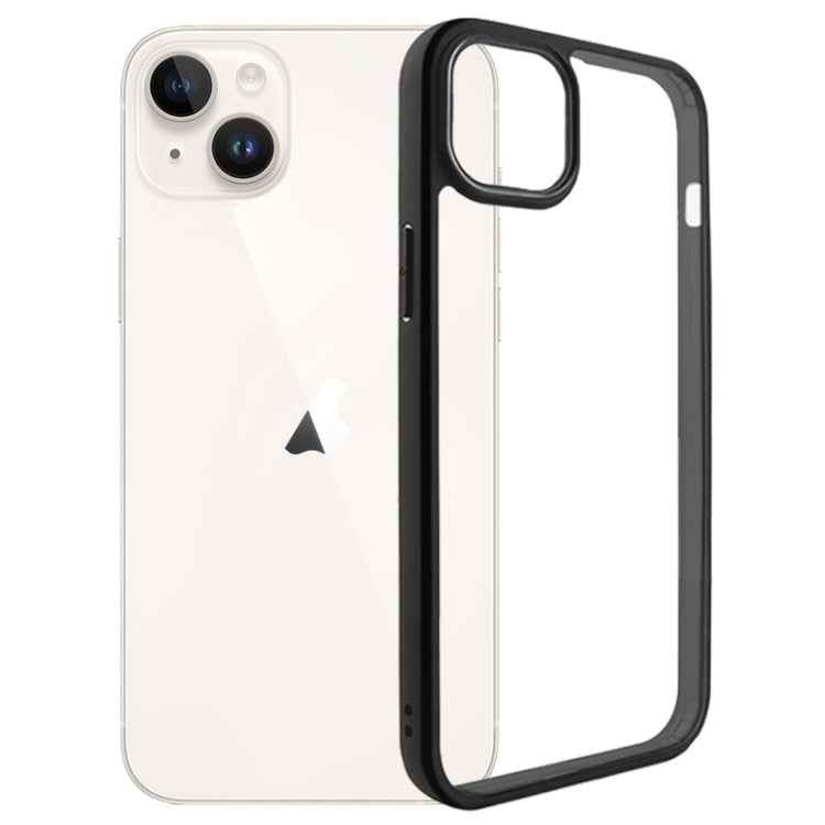 For iPhone 15 Frosted TPU  Transparent PC Phone Case(Black)