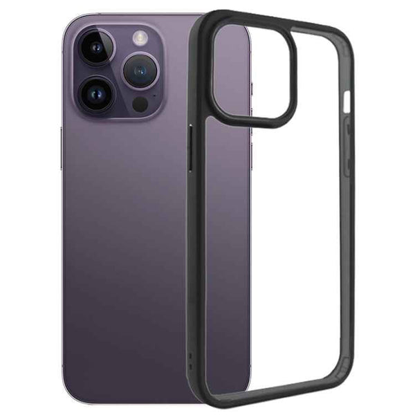 For iPhone 15 Pro Frosted TPU  Transparent PC Phone Case(Black)