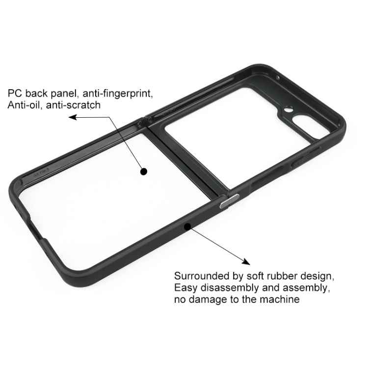 For Samsung Galaxy Z Flip5 Frosted TPU  Transparent PC Phone Case(Black)